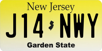 NJ license plate J14NWY