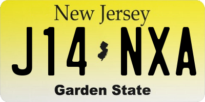 NJ license plate J14NXA