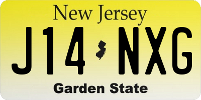 NJ license plate J14NXG
