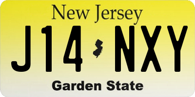 NJ license plate J14NXY