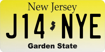 NJ license plate J14NYE