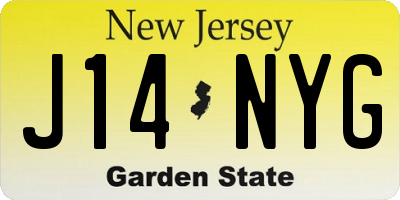 NJ license plate J14NYG