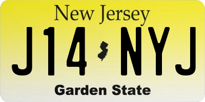 NJ license plate J14NYJ