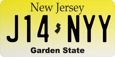 NJ license plate J14NYY