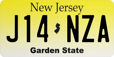 NJ license plate J14NZA