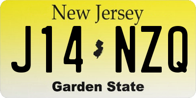 NJ license plate J14NZQ