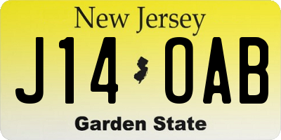 NJ license plate J14OAB