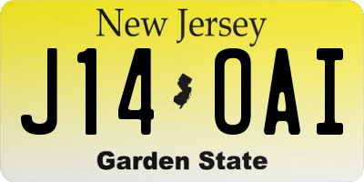 NJ license plate J14OAI