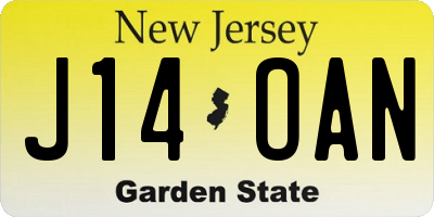 NJ license plate J14OAN