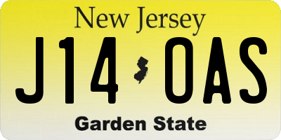 NJ license plate J14OAS