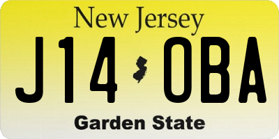 NJ license plate J14OBA