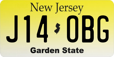 NJ license plate J14OBG