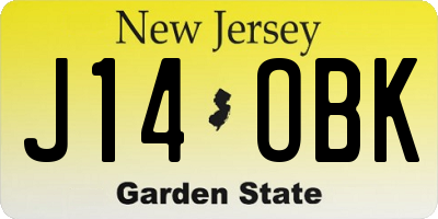 NJ license plate J14OBK