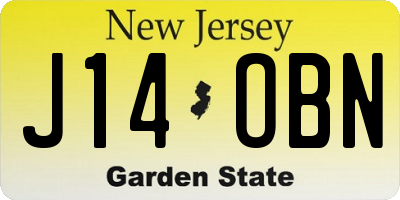 NJ license plate J14OBN