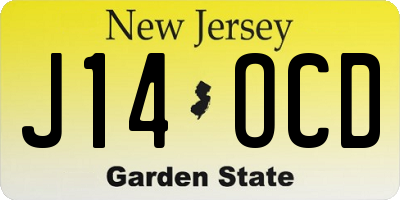 NJ license plate J14OCD