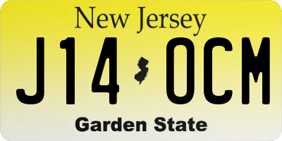 NJ license plate J14OCM