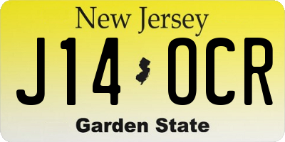 NJ license plate J14OCR