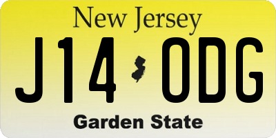 NJ license plate J14ODG
