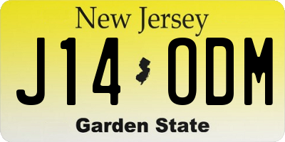 NJ license plate J14ODM