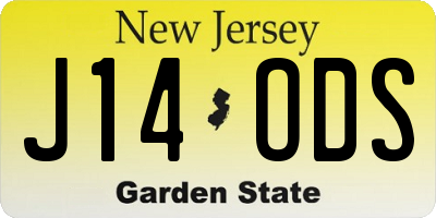 NJ license plate J14ODS