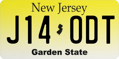 NJ license plate J14ODT