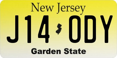 NJ license plate J14ODY