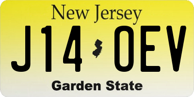 NJ license plate J14OEV