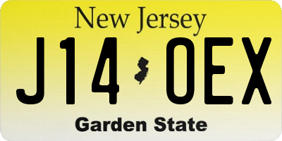 NJ license plate J14OEX