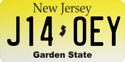 NJ license plate J14OEY