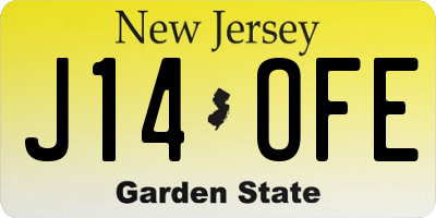 NJ license plate J14OFE