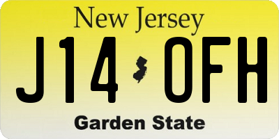 NJ license plate J14OFH