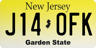 NJ license plate J14OFK