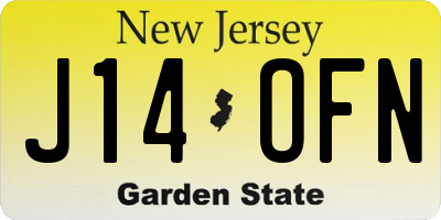 NJ license plate J14OFN