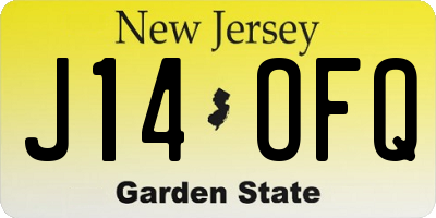 NJ license plate J14OFQ