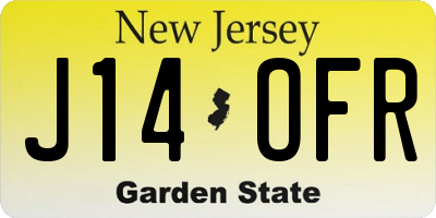 NJ license plate J14OFR