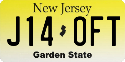 NJ license plate J14OFT