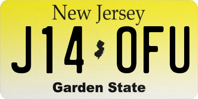 NJ license plate J14OFU