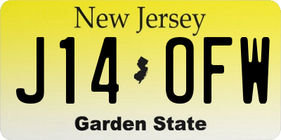 NJ license plate J14OFW