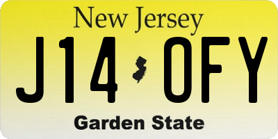 NJ license plate J14OFY