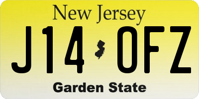 NJ license plate J14OFZ