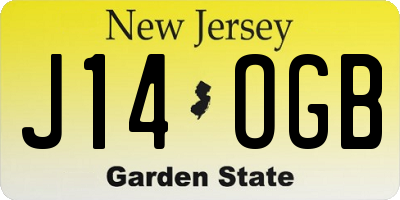 NJ license plate J14OGB