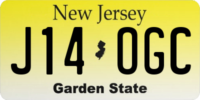 NJ license plate J14OGC