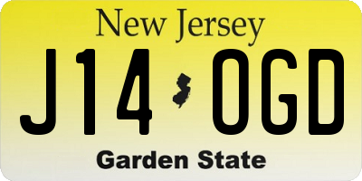 NJ license plate J14OGD