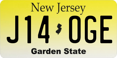NJ license plate J14OGE