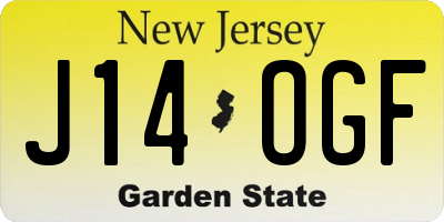 NJ license plate J14OGF