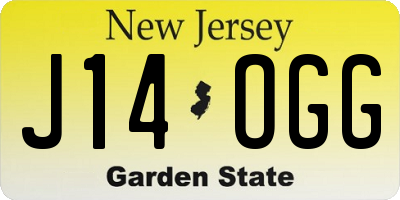 NJ license plate J14OGG