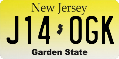 NJ license plate J14OGK