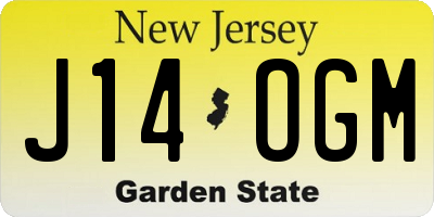 NJ license plate J14OGM