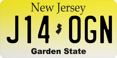 NJ license plate J14OGN