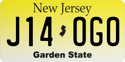 NJ license plate J14OGO